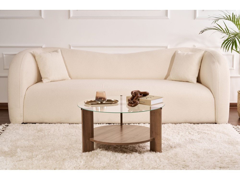Tavolino in legno "Clara" - 75 x 75 x 40 cm - NoceTrasparente