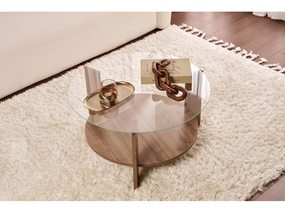Tavolino in legno "Clara" - 75 x 75 x 40 cm - NoceTrasparente