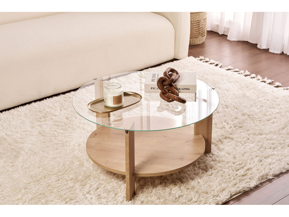 Tavolo basso in legno "Clara" - 75 x 75 x 40 cm - Chêne Saphir Trasparente