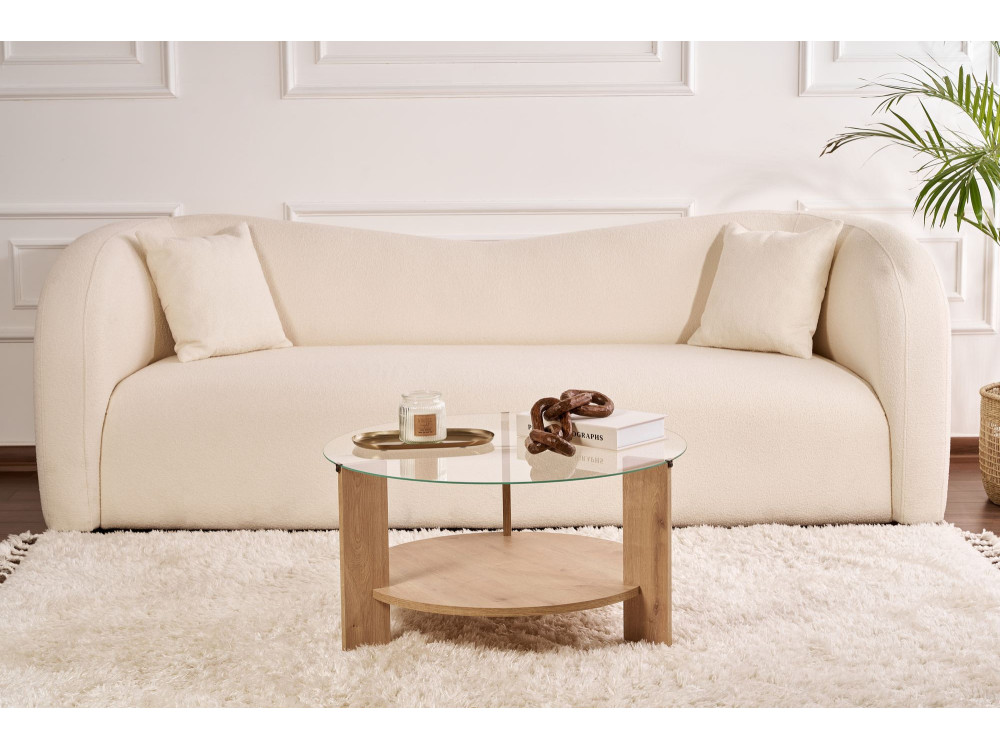 Tavolo basso in legno "Clara" - 75 x 75 x 40 cm - Chêne Saphir Trasparente