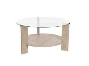 Tavolo basso in legno "Clara" - 75 x 75 x 40 cm - Travertino Trasparente
