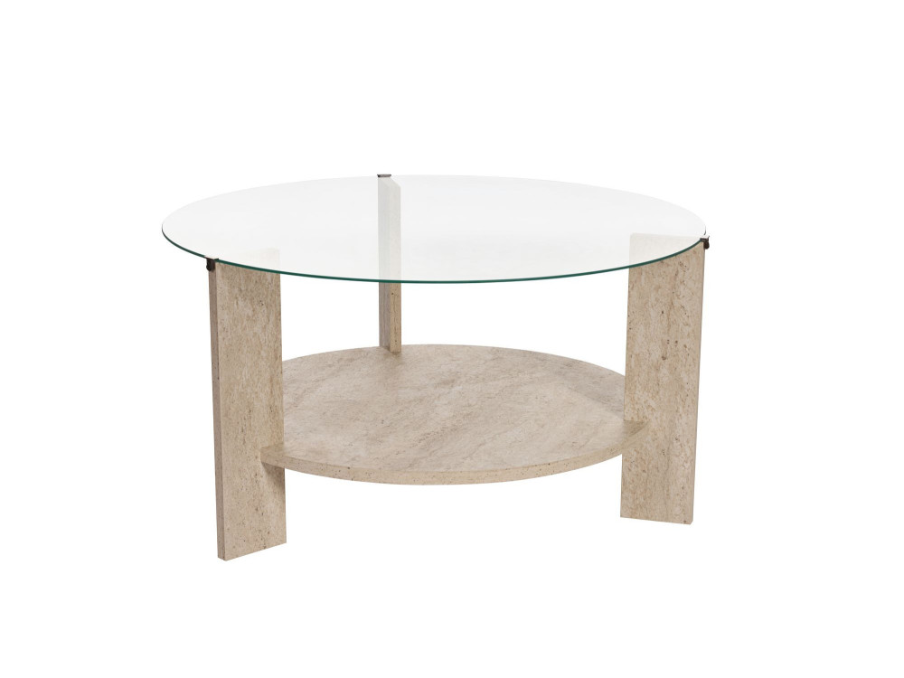 Tavolo basso in legno "Clara" - 75 x 75 x 40 cm - Travertino Trasparente