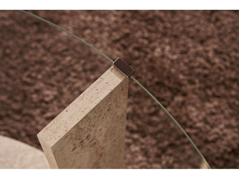 Tavolo basso in legno "Clara" - 75 x 75 x 40 cm - Travertino Trasparente