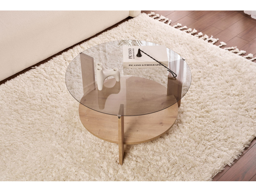 Tavolo basso in legno "Clara" - 75 x 75 x 40 cm - Chêne Saphir Fumées