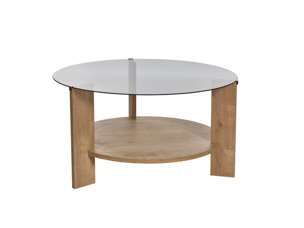 Tavolo basso in legno "Clara" - 75 x 75 x 40 cm - Chêne Saphir Fumées