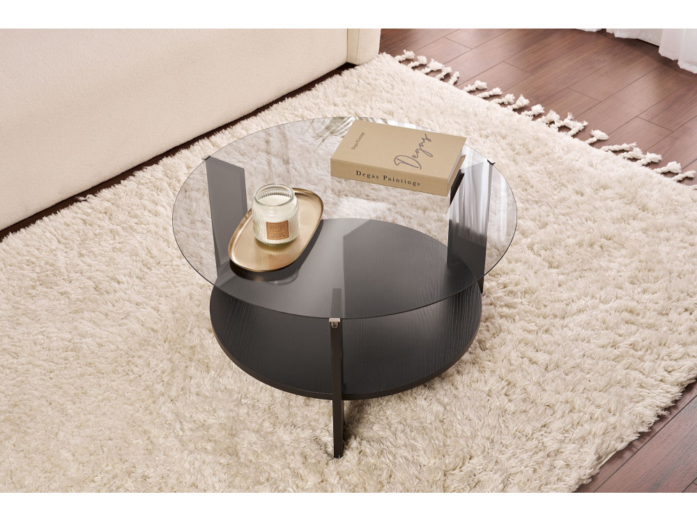 Tavolo basso in legno "Clara" - 75 x 75 x 40 cm - Bois Noir Fumée