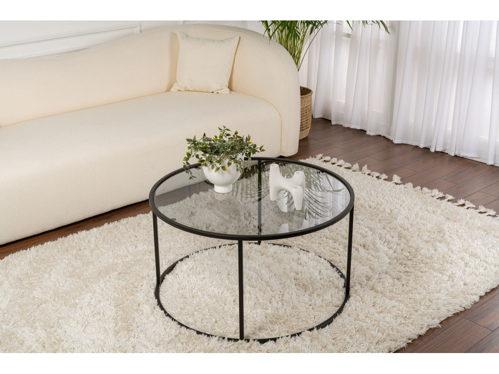 Tavolo basso in metallo "Aurum" - 80 x 80 x 43 cm - Noir Gris