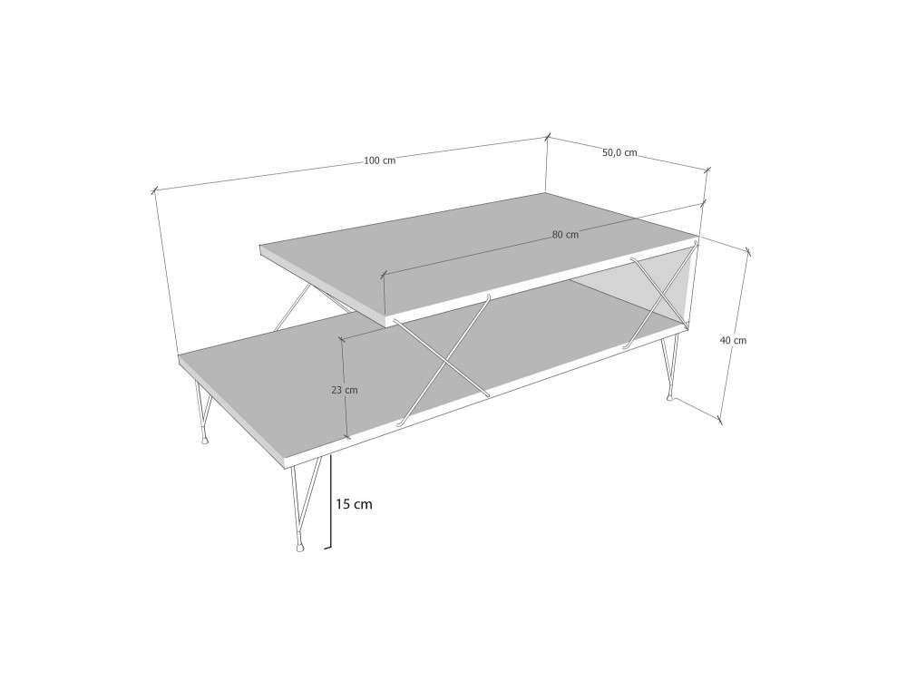 Tavolino da caffè in legno "Loire" - 100 x 50 x 40 cm - Rovere