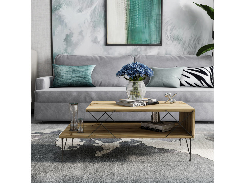 Tavolino da caffè in legno "Loire" - 100 x 50 x 40 cm - Rovere