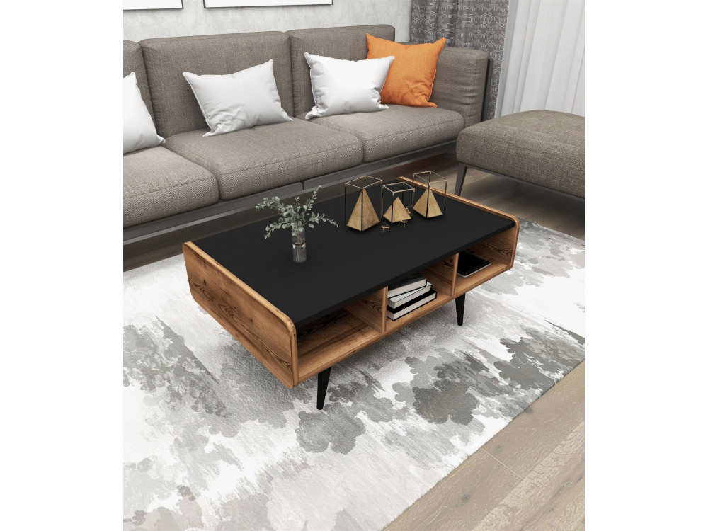 Tavolino da caffè in legno "Line" - 90 x 56 x 40 cm - Noce chiaro