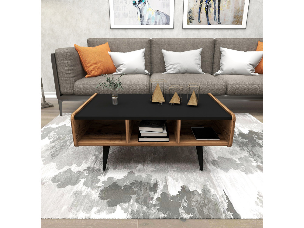 Tavolino da caffè in legno "Line" - 90 x 56 x 40 cm - Noce chiaro