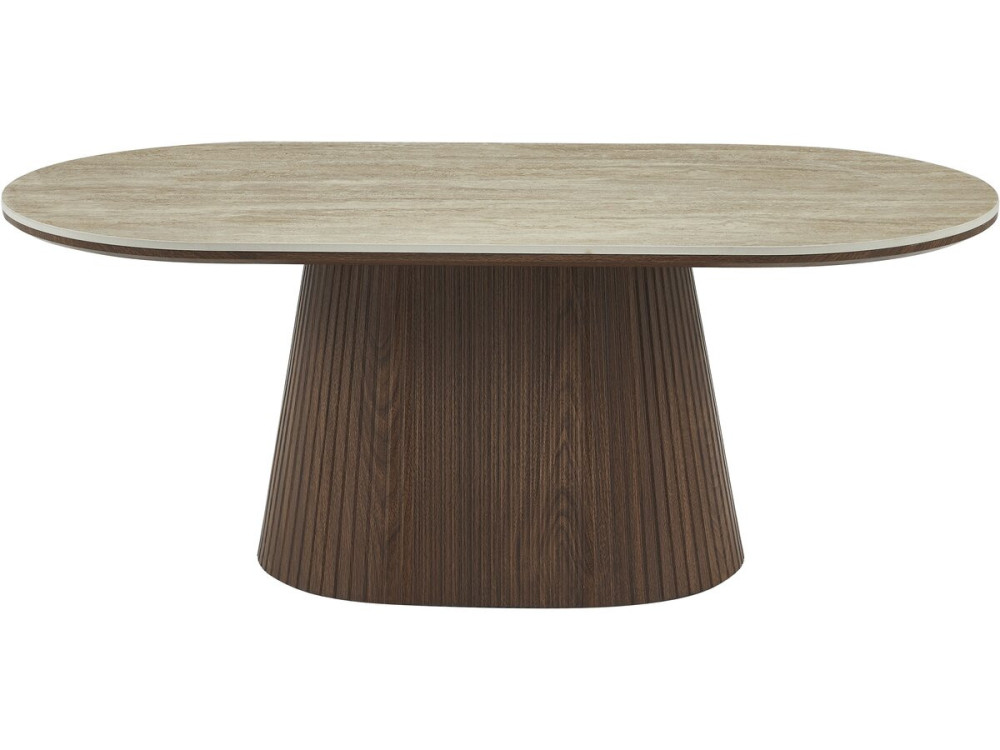 Tavolino ovale in ceramica "Portofino" - 120 cm -Travertino e marrone