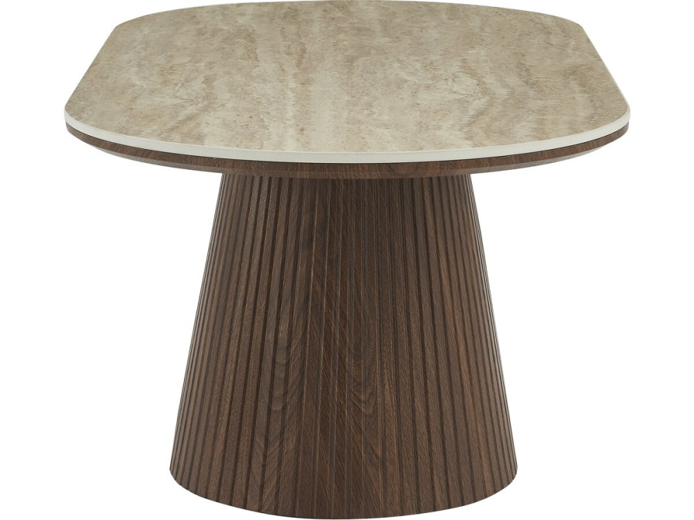 Tavolino ovale in ceramica "Portofino" - 120 cm -Travertino e marrone