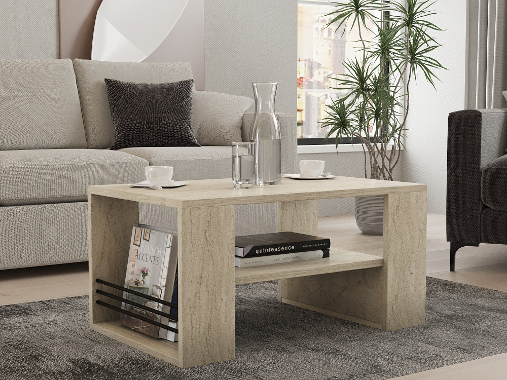 Tavolino in legno "Iris" - 80 x 50 x 40 cm - Travertino