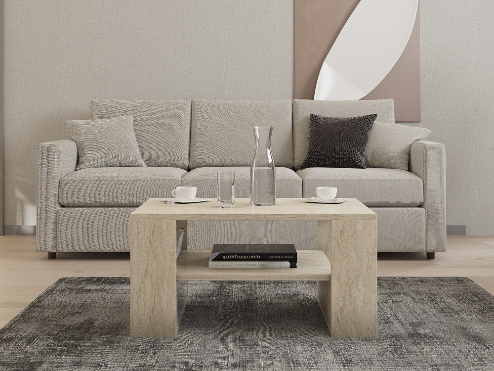 Tavolino in legno "Iris" - 80 x 50 x 40 cm - Travertino