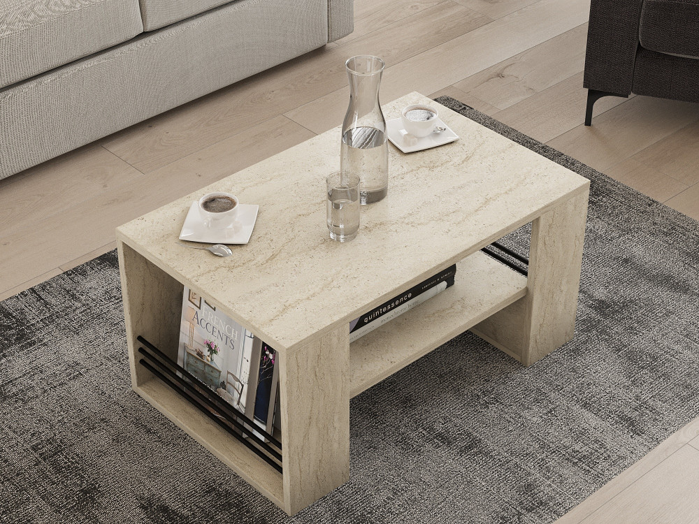 Tavolino in legno "Iris" - 80 x 50 x 40 cm - Travertino