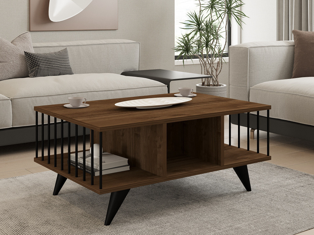 Tavolino in legno "Bert" - 90 x 60 x 40 cm - Noce