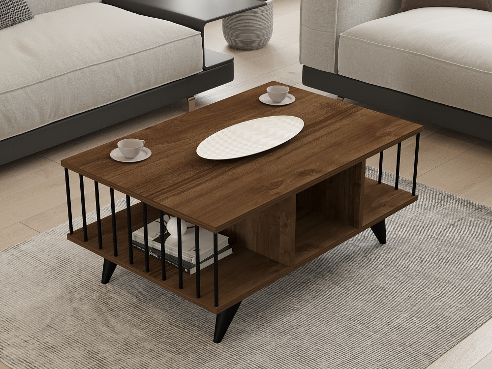 Tavolino in legno "Bert" - 90 x 60 x 40 cm - Noce