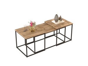 Set di 3 tavolini in legno "VG9" - 90 x 45 x 44 cm - Pino Atlantico