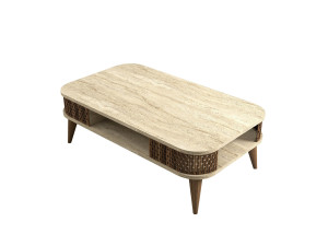 Tavolino in legno "Eylul" - 105 x 60 x 35 cm - Travertino