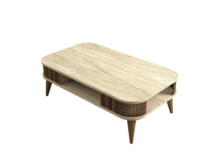 Tavolino in legno "Eylul" - 105 x 60 x 35 cm - Travertino
