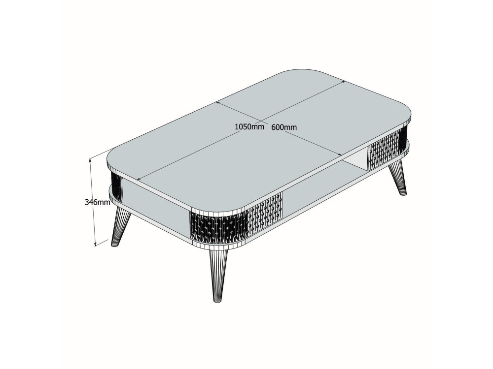 Tavolino in legno "Eylul" - 105 x 60 x 35 cm - Travertino