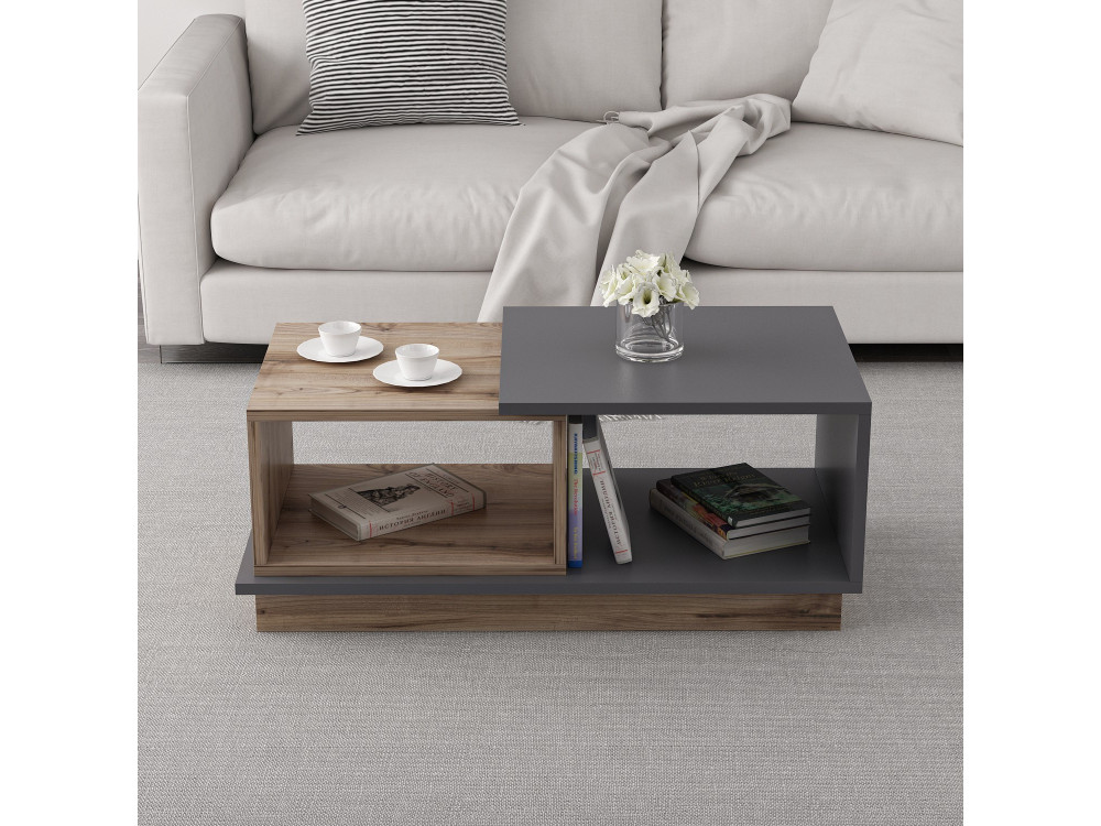 Tavolino in legno "Consept" - 90 x 45 x 36 cm - Grigio antracite