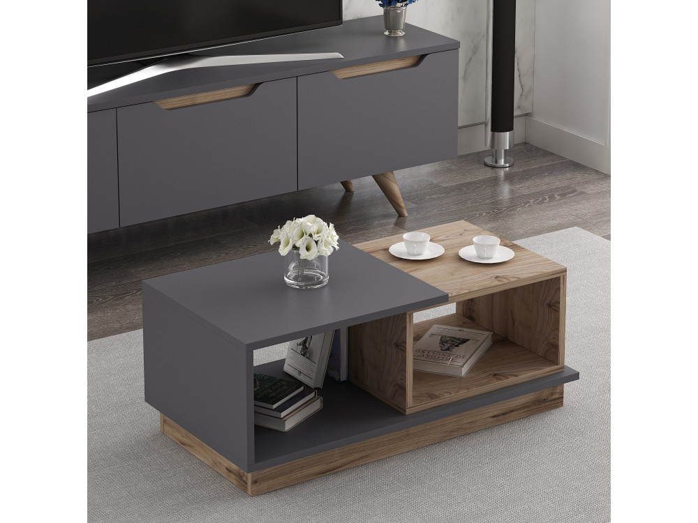 Tavolino in legno "Consept" - 90 x 45 x 36 cm - Grigio antracite
