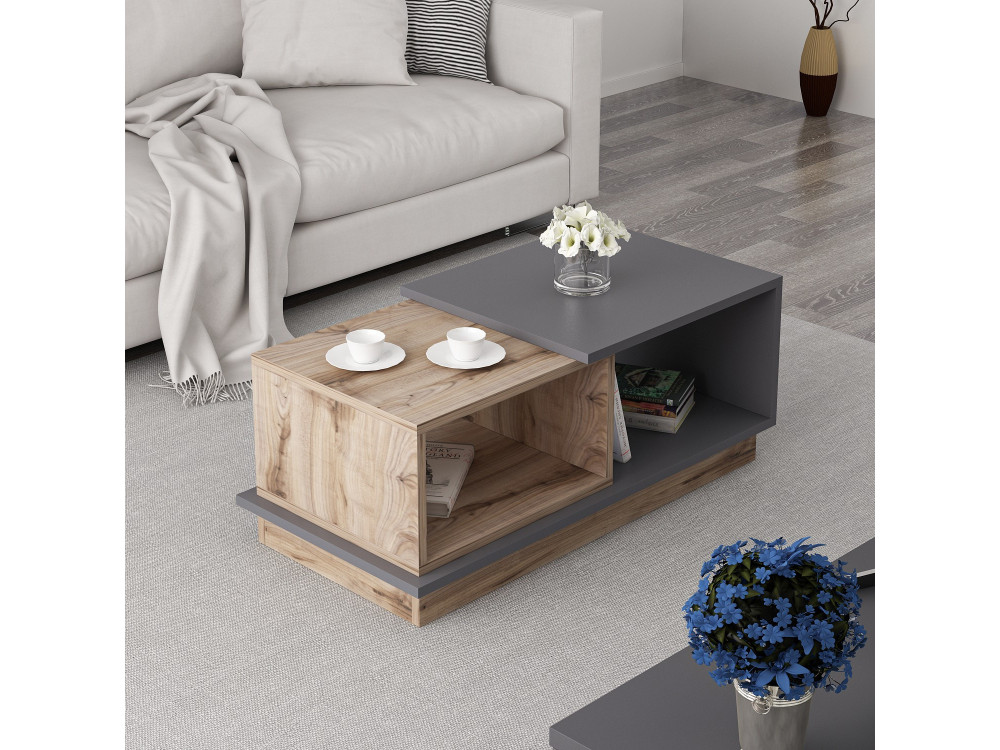 Tavolino in legno "Consept" - 90 x 45 x 36 cm - Grigio antracite
