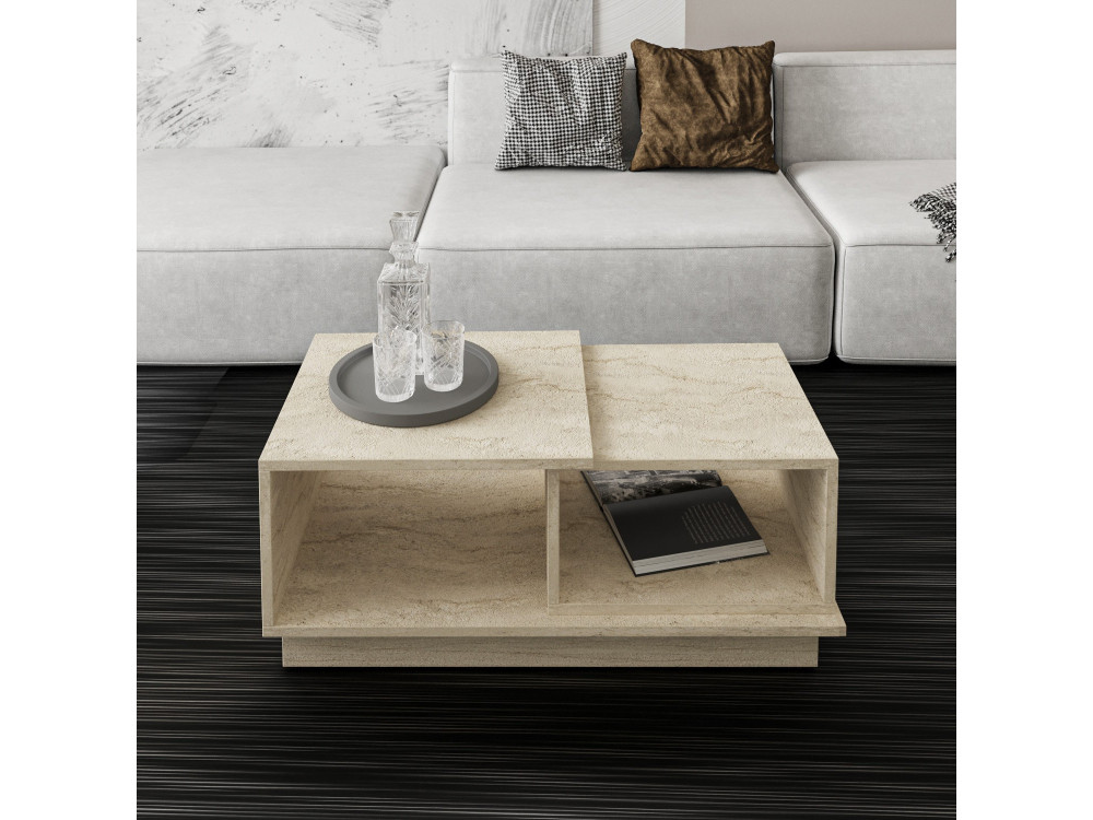 Tavolino in legno "Consept" - 90 x 45 x 36 cm - Travertino