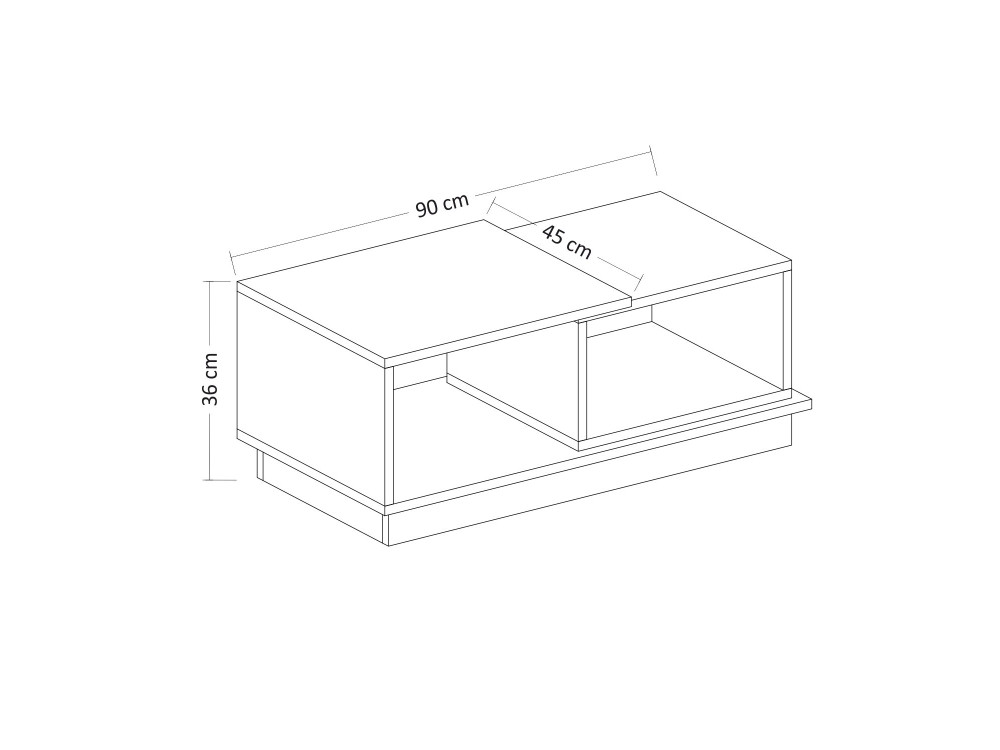 Tavolino in legno "Consept" - 90 x 45 x 36 cm - Travertino