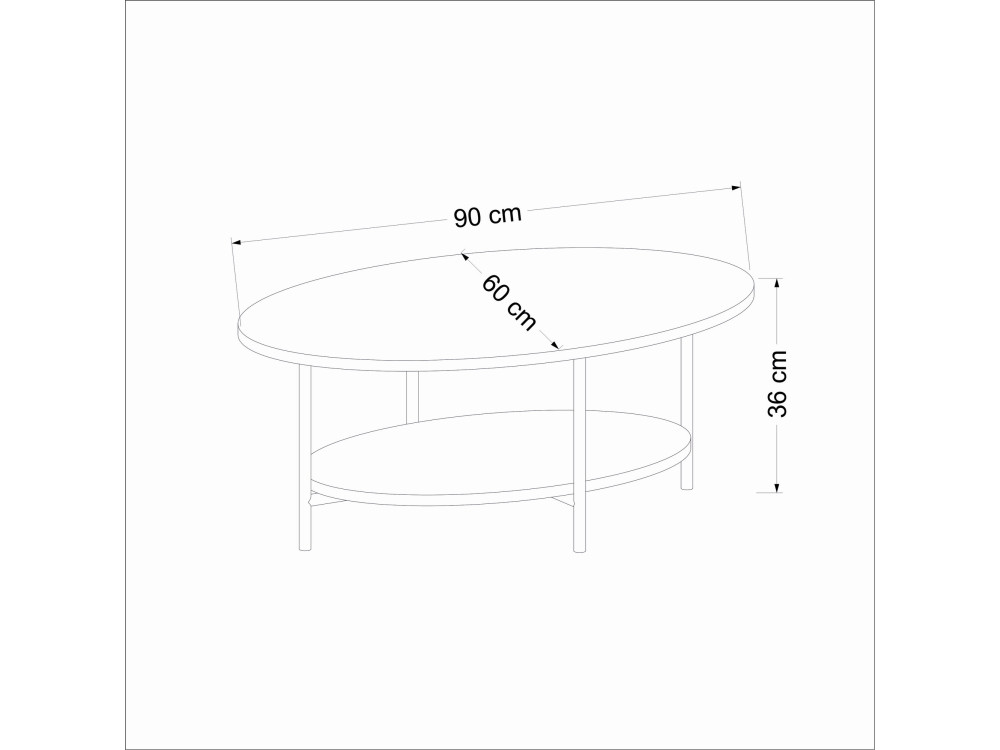 Tavolino in legno "Elis" - 90 x 60 x 36 cm - Travertino