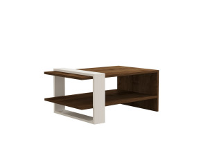 Tavolino in legno "Gaye" - 80 x 50 x 35 cm - Noce, Bianco