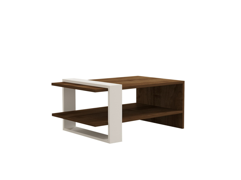 Tavolino in legno "Gaye" - 80 x 50 x 35 cm - Noce, Bianco