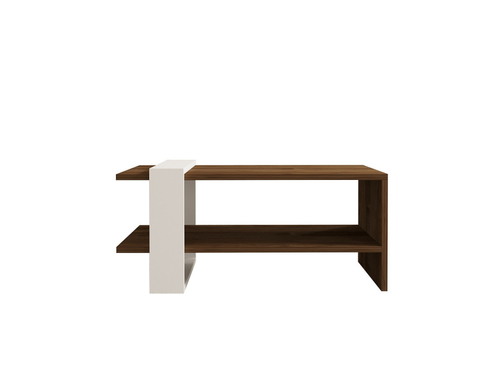 Tavolino in legno "Gaye" - 80 x 50 x 35 cm - Noce, Bianco