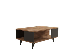Tavolino in legno "Yuka" - 90 x 60 x 39 cm - Noce, Nero