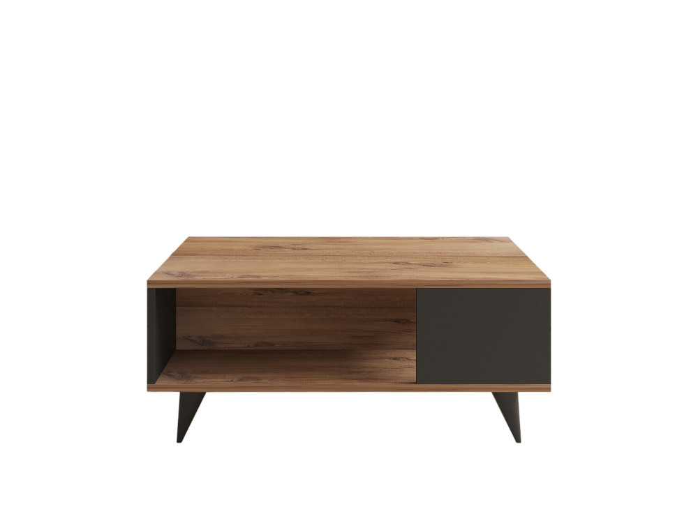 Tavolino in legno "Yuka" - 90 x 60 x 39 cm - Noce, Nero