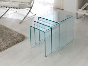 Set di 3 tavolini "Irène" - 42 x 42 x 42 cm - Trasparente