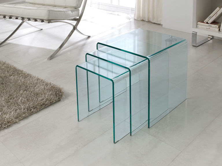 Set di 3 tavolini "Irène" - 42 x 42 x 42 cm - Trasparente