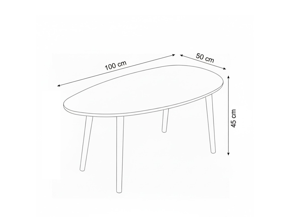Tavolino in legno "Nora" 100 x 50 x 45 cm - Noce