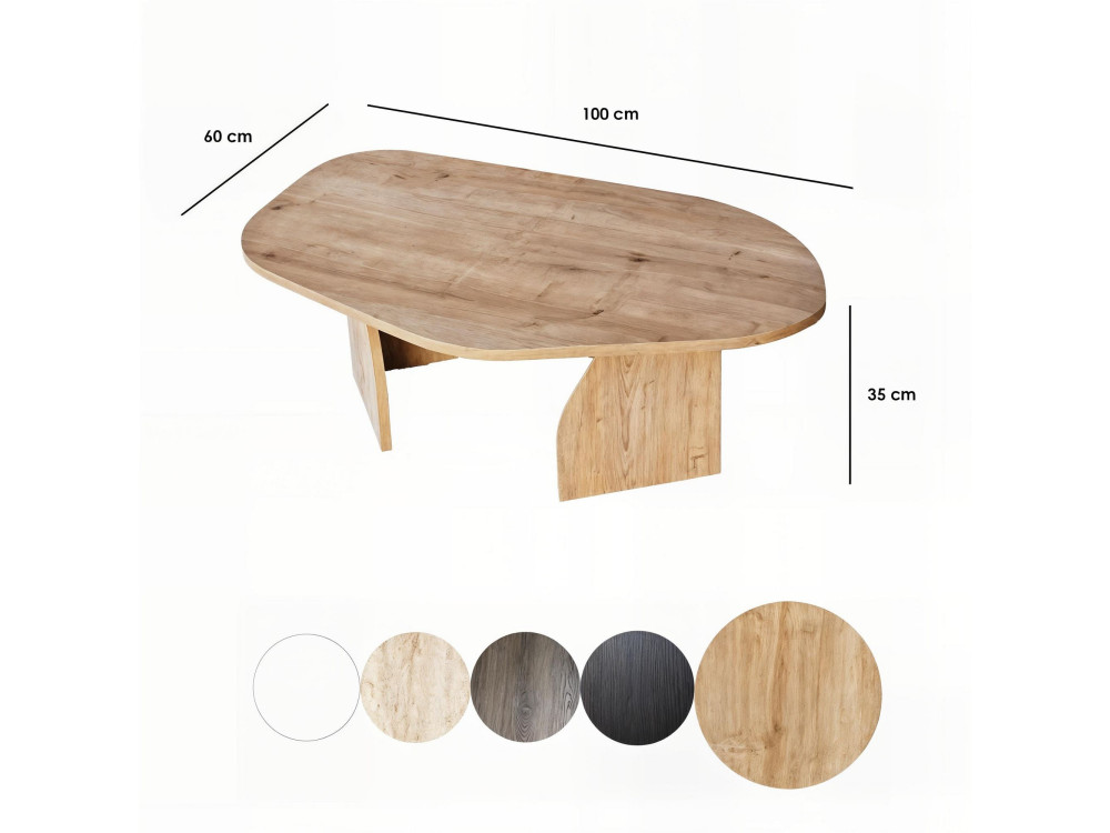 Tavolino in legno "Rock" 100 x 60 x 35 cm - Rovere zaffiro