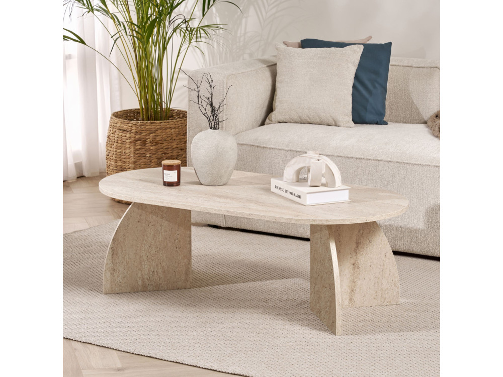 Tavolino in legno "Melina" 120 x 60 x 40 cm - Travertino
