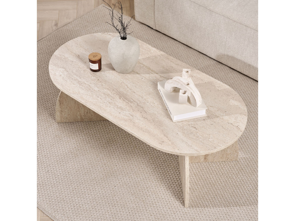 Tavolino in legno "Melina" 120 x 60 x 40 cm - Travertino