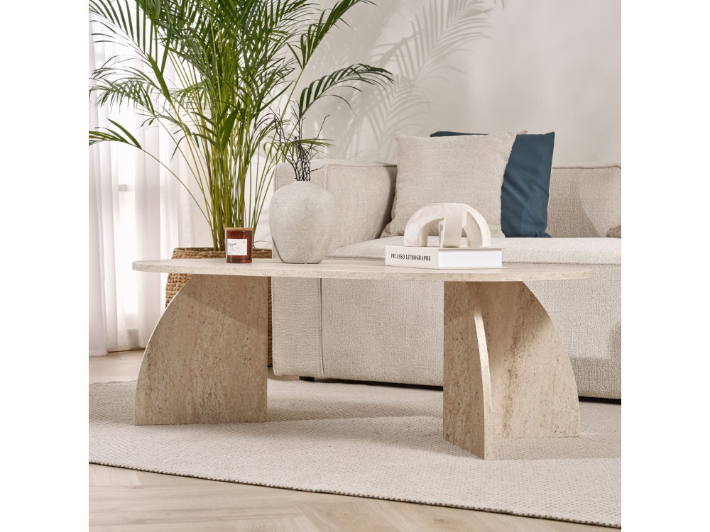Tavolino in legno "Melina" 120 x 60 x 40 cm - Travertino