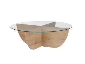 Tavolino in vetro "Liya" 90 x 90 x 30 cm - Rovere zaffiro