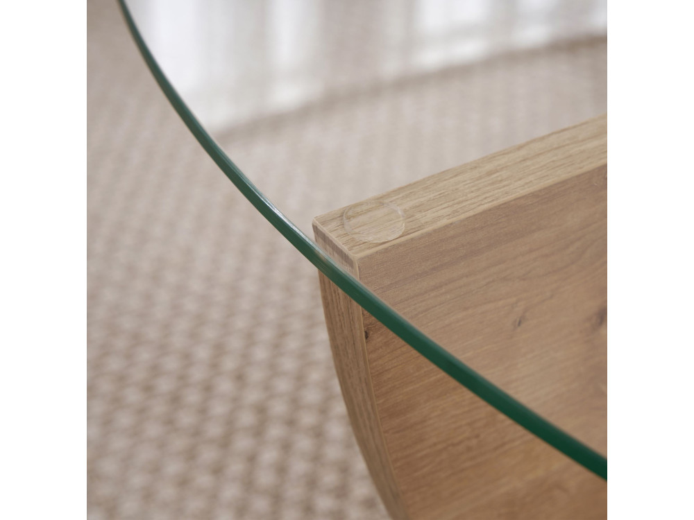 Tavolino in vetro "Liya" 90 x 90 x 30 cm - Rovere zaffiro