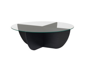 Tavolino in vetro "Liya" 90 x 90 x 30 cm - Legno nero