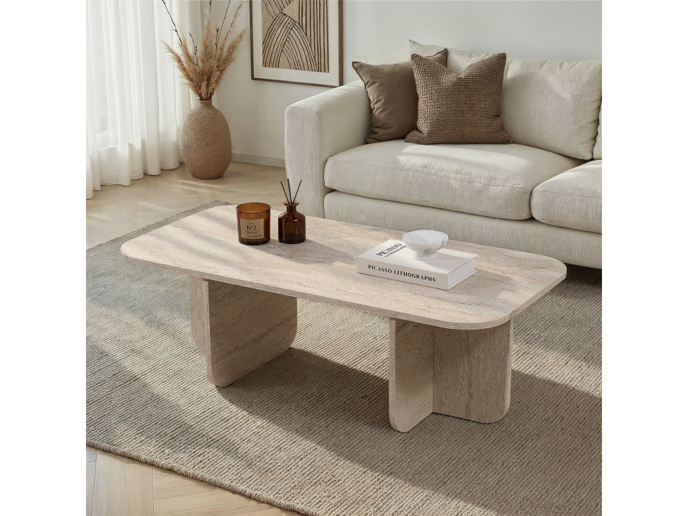 Tavolino in legno "Akira" 120 x 60 x 41 cm - Travertino