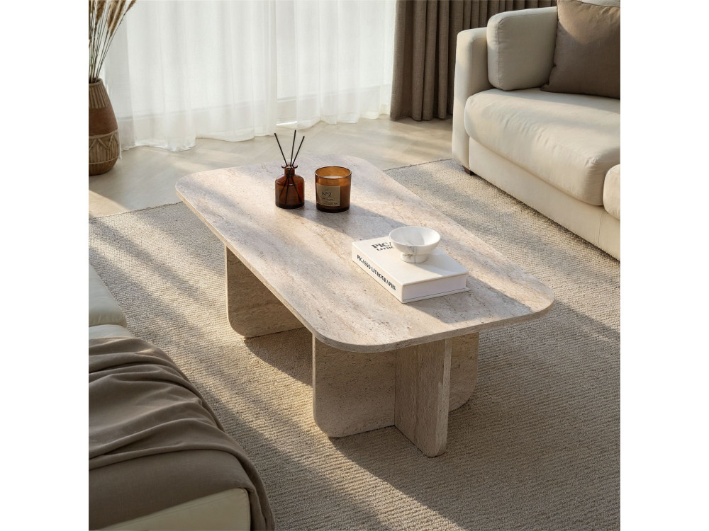 Tavolino in legno "Akira" 120 x 60 x 41 cm - Travertino