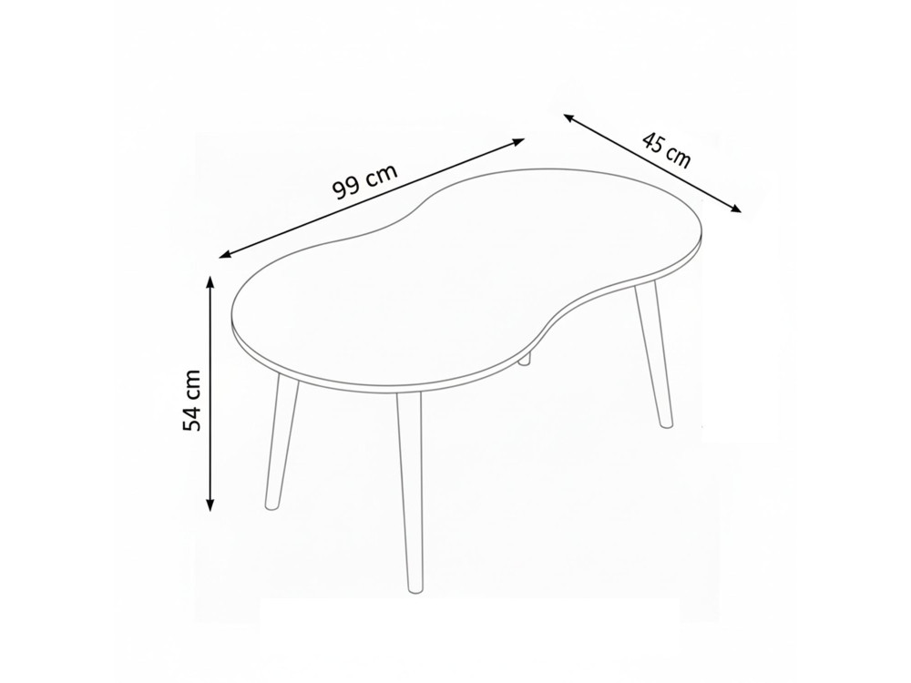 Tavolino in legno "Moon" 99 x 54 x 45 cm - Bianco